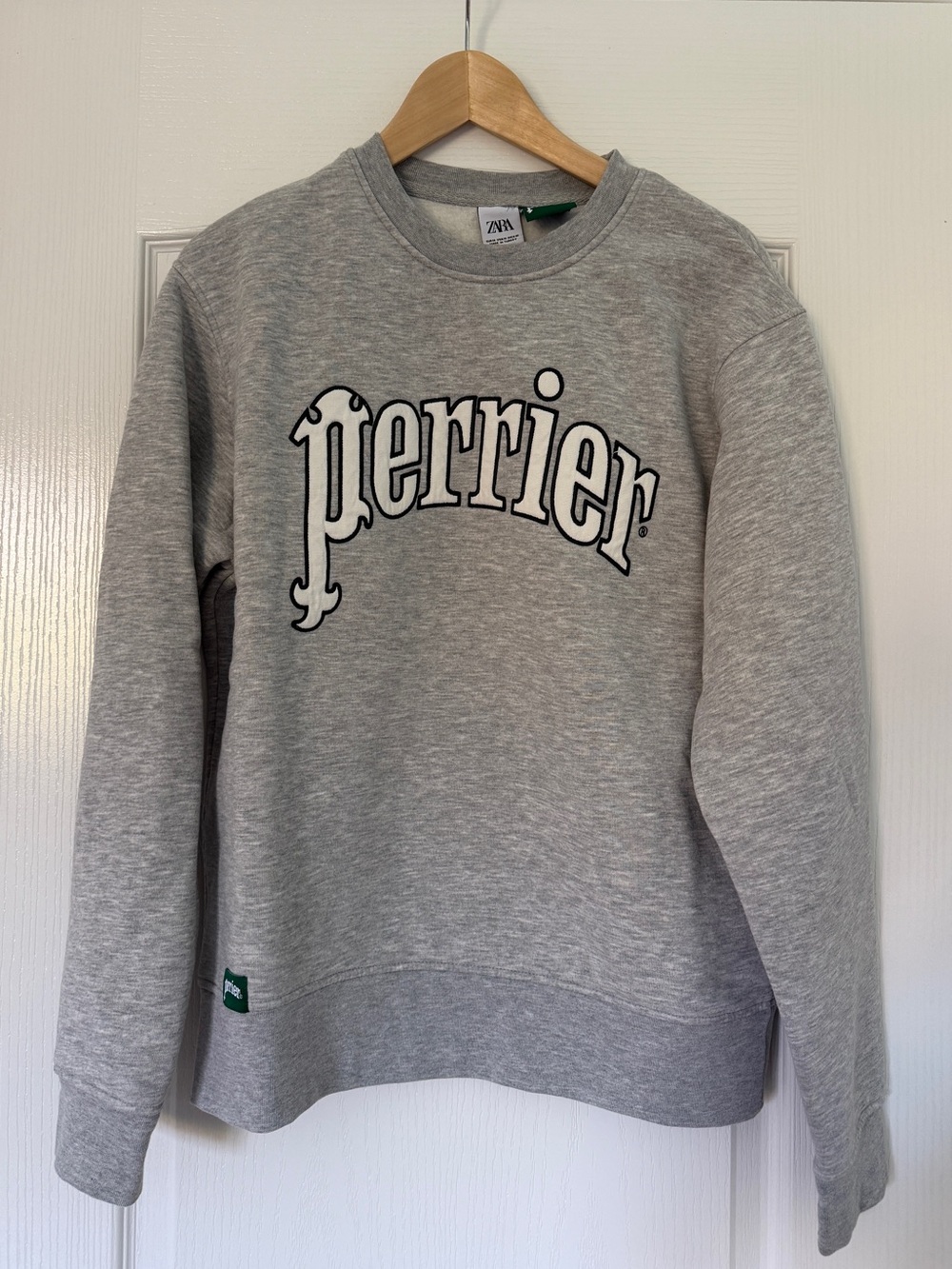 Zara Light Gray Perrier Logo Crewneck Sweatshirt